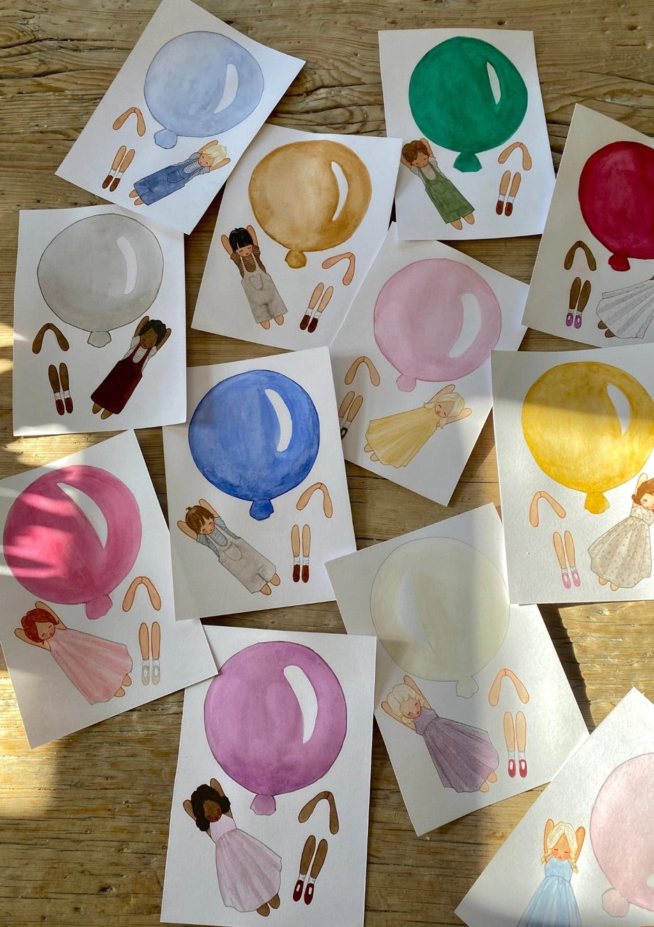 Mobil - Rosa ballong med flicka