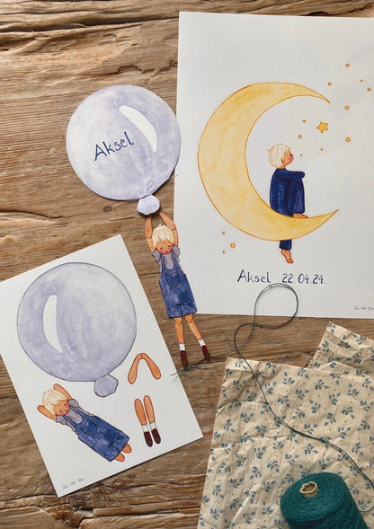 Mobil - Blå ballong med pojke