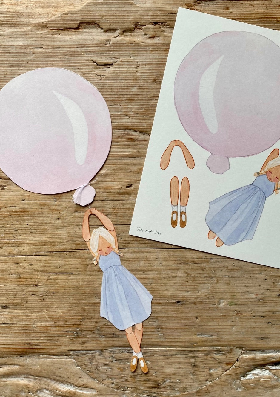 Mobil - Rosa ballong med flicka