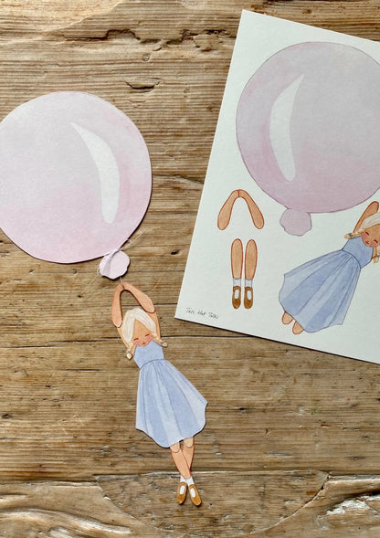 Mobil - Rosa ballong med flicka