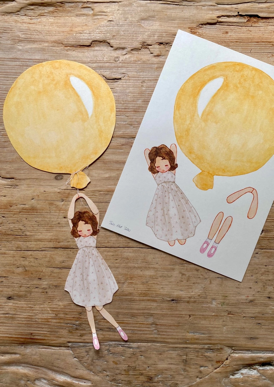 Mobil - Gul ballong med flicka