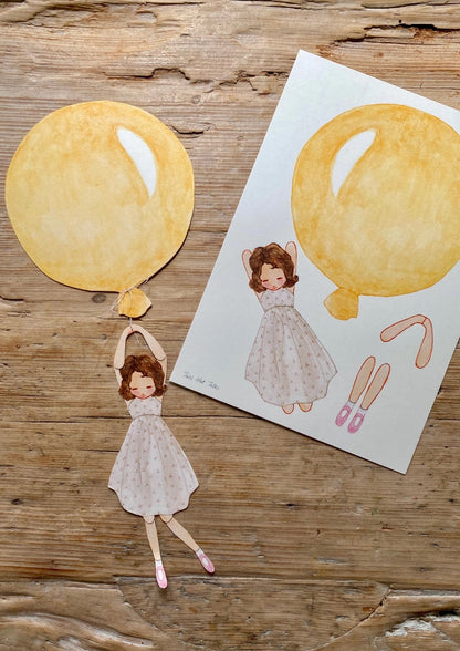 Mobil - Gul ballong med flicka