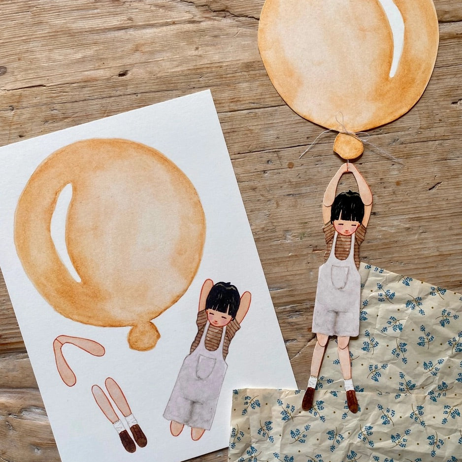 Mobil - Gul ballong med pojke