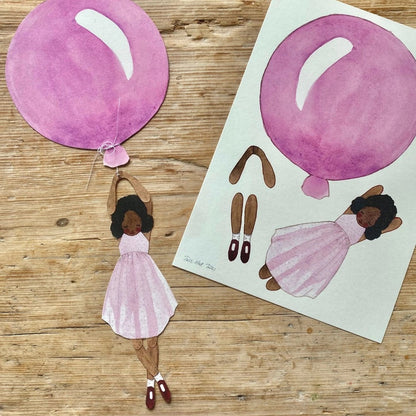 Mobil - Lila ballong med flicka