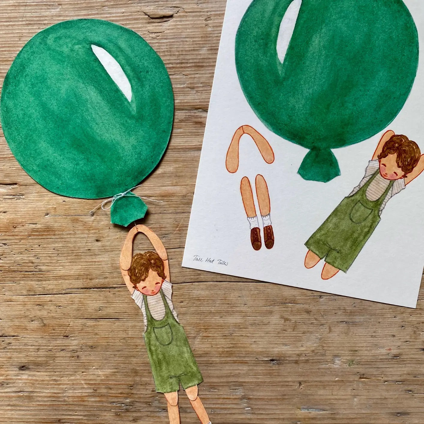 Mobil - Grön ballong med pojke