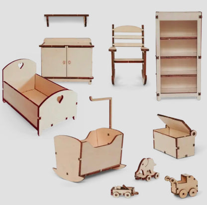 Dockhus Möbelsats - Barnkammare (Skala 1:12)