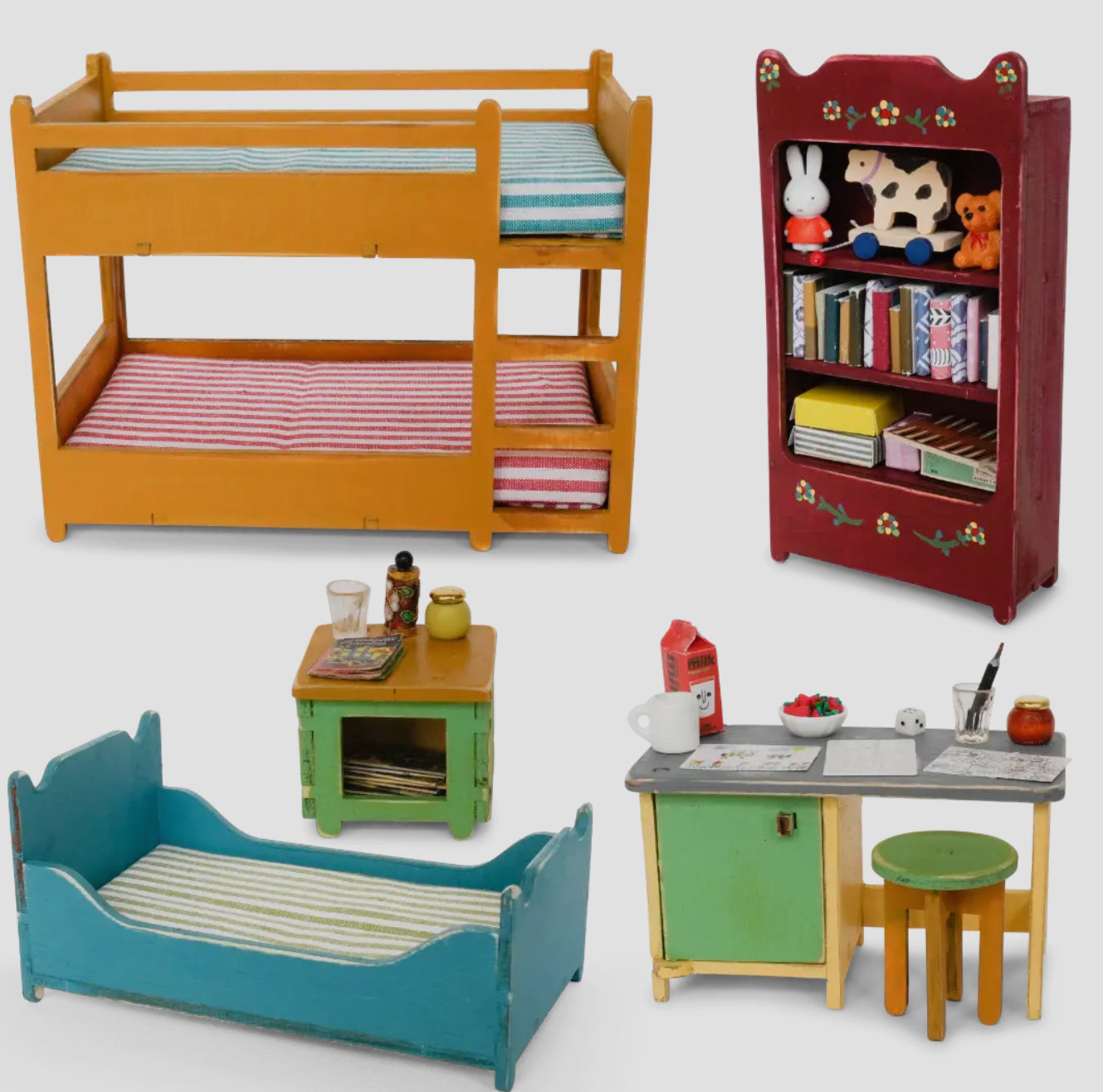 Barn DIY dockhus - Möbelsats - Barnsovrum (Skala 1:12)