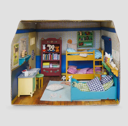 Barn DIY dockhus - Möbelsats - Barnsovrum (Skala 1:12)